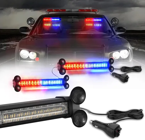 Vista 8 de Barra de luces estroboscópicas LED de emergencia para asesor de tráfico WINECO, luz de advertencia de peligro para parabrisas de automóvil, luz