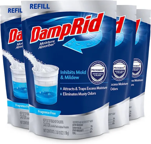 DampRid Bolsa de recambio, 42 onzas, paquete de 4 – Absorbentes de humedad sin fragancia para habitaciones con exceso de humedad, de larga duración,