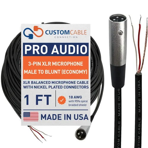 Vista 4 de Custom Cable Connection Micrófono equilibrado Pro-Audio XLR de 1 pie hembra a romo - Cable de instalación blindado económico de 18 AWG