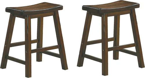 Vista 13 de Lexicon Victoria Saddle - Juego de 2 taburetes de altura de mesa de madera maciza, taburete de cocina para comedor, asiento de silla sin brazos