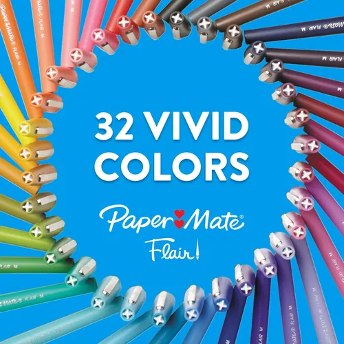 Vista 2 de Paper Mate - Bolígrafos de punta de fieltro Flair, punta mediana (0.7 mm), rojo, 12