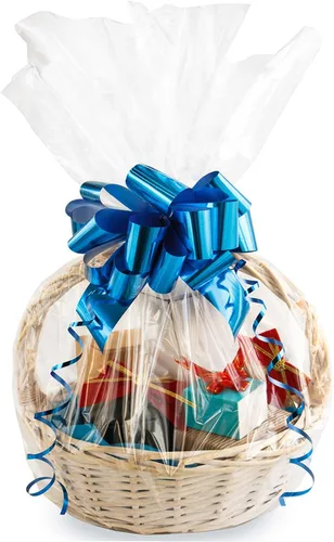 Vista 17 de Morepack Bolsas de Celofán de 16 x 24 pulgadas para Cestas de Regalo, Bolsas de Cestas de Celofán Transparente, 10 piezas (planas, sin fondo)