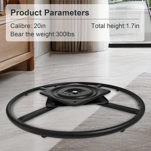 Vista 4 de Repuesto de base de anillo giratorio reclinable con placa, muebles resistentes, sofá, silla, piezas inferiores giratorias (20 pulgadas)