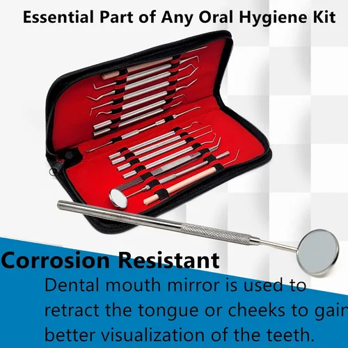 Vista 7 de Espejo dental de acero inoxidable #5 con mango de 6.5 pulgadas, herramienta dentista para inspección de limpieza de dientes