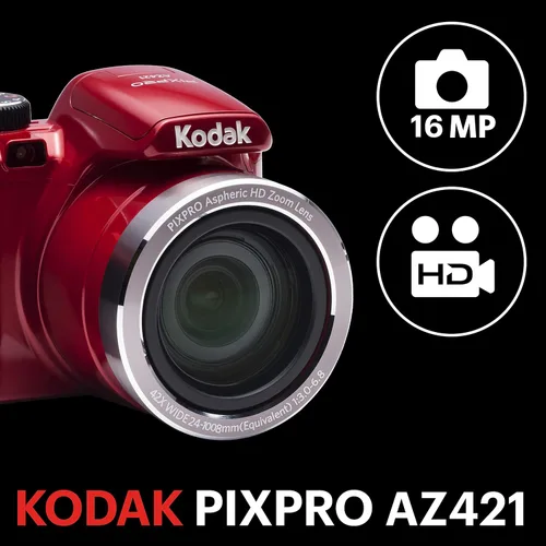 Vista 16 de Cámara digital Pixpro AZ421-RD de 16 MP, de la marca Kodak, con zoom 42x y pantalla LCD de 3