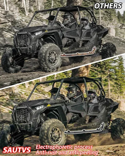 Vista 3 de SAUTVS Barras Nerf Estribos Deslizantes para Polaris RZR XP 4 1000/4 900/XP4 Turbo 2014-2023 Accesorios, Protección Combinada del Parachoques