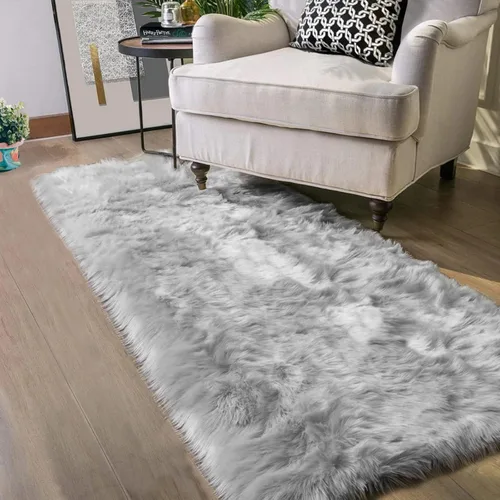 Vista 15 de Latepis - Alfombra rectangular de piel sintética tipo lana de oveja suave y esponjosa de estilo bohemio para sala de estar, dormitorio y residencias