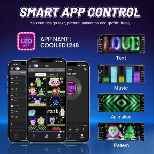 Vista 2 de VDIKKS Letrero LED programable FPCB Panel de matriz flexible de pantalla pequeña, animación, mensaje de texto, pantalla LED de desplazamiento