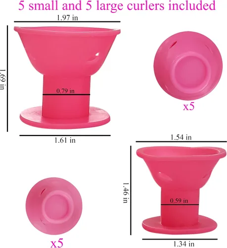 Vista 5 de Accesorio para secador de pelo con 10 rizadores de pelo de silicona, extra grande, ajustable, suave, con capucha y manguera extra larga para secar