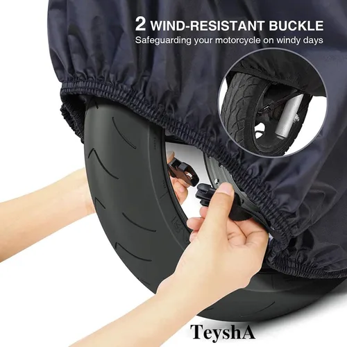 Vista 4 de Funda impermeable para motocicleta, para exteriores, para todas las estaciones, protección solar universal para todas las estaciones, protección