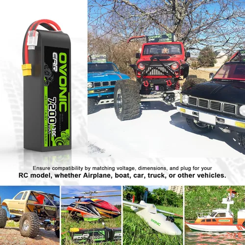 Vista 5 de OVONIC 4S LiPo Batería 7200mAh 14.8V 130C RC Batería con XT60 a TRA Conector