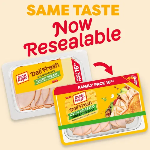 Vista 4 de Oscar Mayer Deli Fresh Pechuga de Pavo Asada al Horno, Paquete Familiar de 16 oz