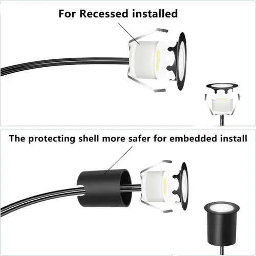 Vista 4 de RNEHON - Luz LED empotrable blanca natural, 12 V, luces de bajo voltaje con carcasa protectora, Φ1.18 luces de paisaje al aire libre para jardín