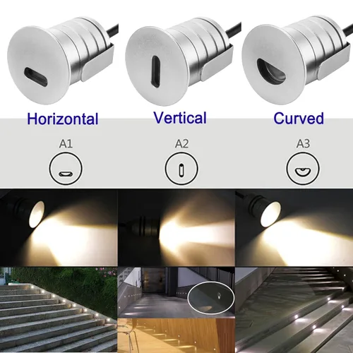 Vista 3 de Luces LED para exteriores e interiores, 1 W, 12 V-24 V CC, impermeable, IP67, aluminio, 3000 K blanco cálido, iluminación de escaleras, lámparas