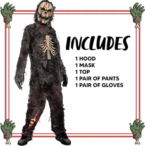 Vista 5 de Disfraz de zombi negro aterrador para niños 5-7 años