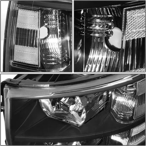 Vista 4 de DNA Motoring HL-OH-CSIL07-BK-CL1 Par de faros delanteros con carcasa negra compatibles con Silverado 1500 de 07-13 / Modelos Silverado 2500 3500 &