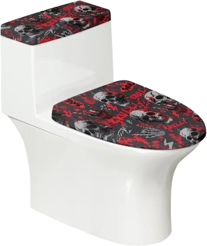 Vista 22 de Funda de asiento de inodoro de mármol blanco dorado para baño, cubierta de tapa de tanque de inodoro suave, 2 piezas, fundas de inodoro con tela