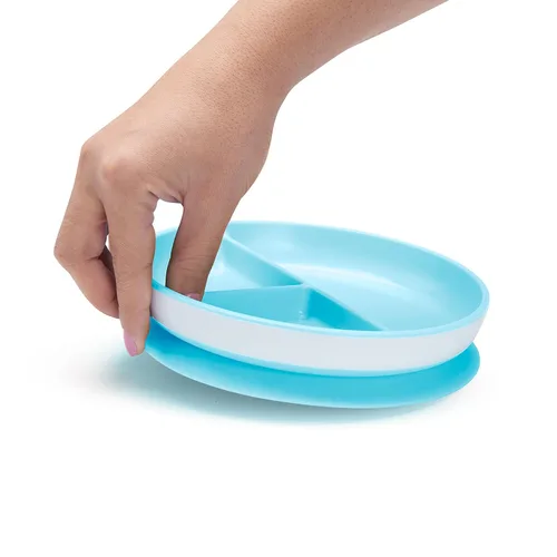 Vista 6 de Munchkin Stay Put - Placas de succión para bebés y niños pequeños, 3 secciones divididas, azulverde