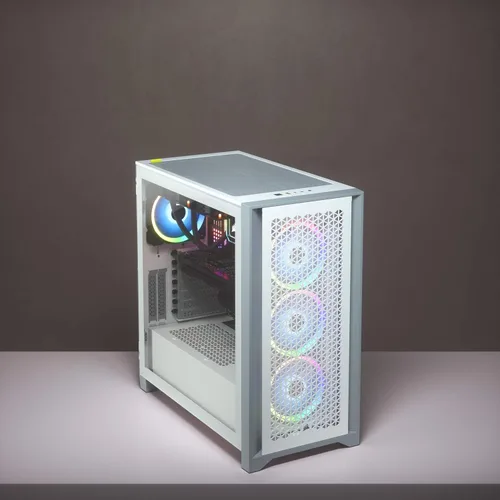 Vista 2 de Corsair Caja de PC ATX de media torre de vidrio templado de flujo de aire 4000D - Blanco