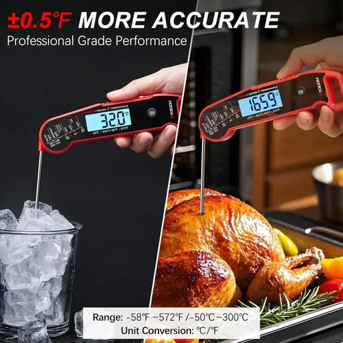 Vista 4 de Atogou Termómetro Profesional para Alimentos y Carne, Lectura Instantánea de 1 Segundo y Precisión de ±0.5℉, Sensor de Termopar, Termómetro Digital