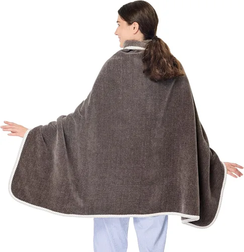 Vista 2 de XING YE CHUAN Manta de forro polar, cómoda manta de poncho con botones, mantas de felpa sin mangas, para mujer, cubierta envolvente