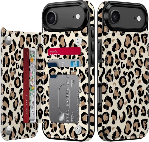 Vista 1214 de LETO para iPhone 15 Pro Funda tipo cartera - Tapa tipo folio con patada - Diseños de moda - Tarjetero - Funda protectora para mujeres y niñas - 6.1