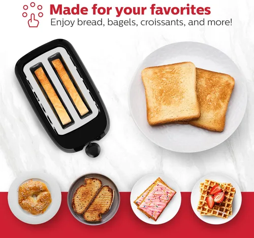 Vista 7 de Holstein Housewares - Tostadora de 2 rebanadas con 6 ajustes de control de marrón, negro - Ideal para tostar pan, bagels y waffles