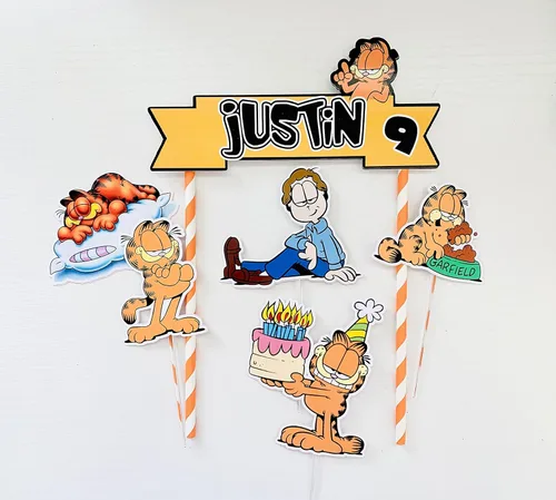 Vista 3 de Personalized Garfield the Cat Themed Cake Topper