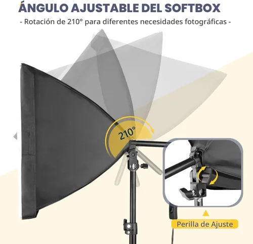 Vista 6 de Kit de Iluminación de Softbox para Fotografía Torjim, Kit de Iluminación de Softbox Profesional de 16' x 16' con Bombillas LED de 85W 3000-7500K