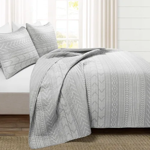 Vista 9 de Lush Decor Hygge Geo - Juego de edredón reversible de 5 piezas, tamaño matrimonial/queen, negro y blanco