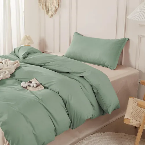 Vista 485 de SAPHREAS Juego de funda de edredón de algodón, tamaño King, a cuadros color gris oscuro y gris, geométrico, 3 piezas, 1 funda de edredón y 2 fundas