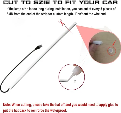 Vista 4 de x xotic tech 2 tiras de luz LED flexibles compatibles con Honda Accord Sedan 2013-2015 Retrofit Xenon White 70-SMD