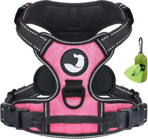 Vista 17 de Joytale Arnés sin tirones para perros pequeños, chaleco reflectante para mascotas con clip frontal, arnés acolchado suave ajustable con asa de fácil