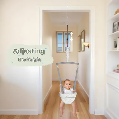 Vista 4 de Slevoo Saltador de bebé, puente de puerta de bebé con abrazadera de puerta, correa ajustable, actividad divertida para bebés de 6 a 12 meses