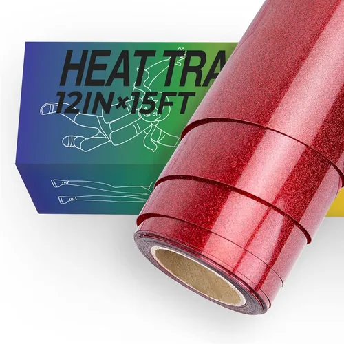 Vista 24 de HTVRONT - Rollos de vinilo termotransferible (HTV) blanco y negro, 12 pulgadas x 15 pies de vinilo de planchado para Cricut & Cameo, para camisas