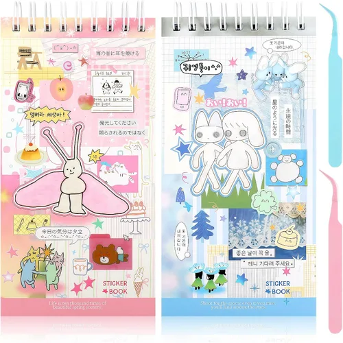 Vista 22 de Tmtains 30 hojas de calcomanías de estilo manga japonés, más de 650 piezas Heisei retro lindos libros temáticos estilo coreano, calcomanías