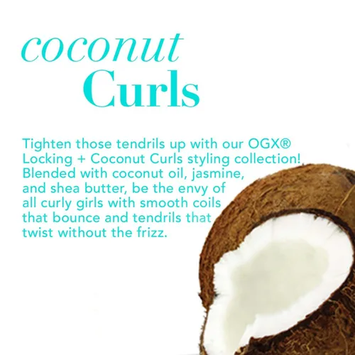 Vista 3 de OGX Locking + Coconut Curls - Mousse cremoso decadente, 7.9 onzas