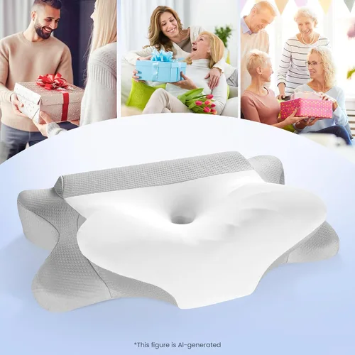 Vista 8 de Careboda - Almohada cervical para aliviar el dolor de cuello, almohada ergonómica de espuma viscoelástica Contour Memory Foam Pillow with