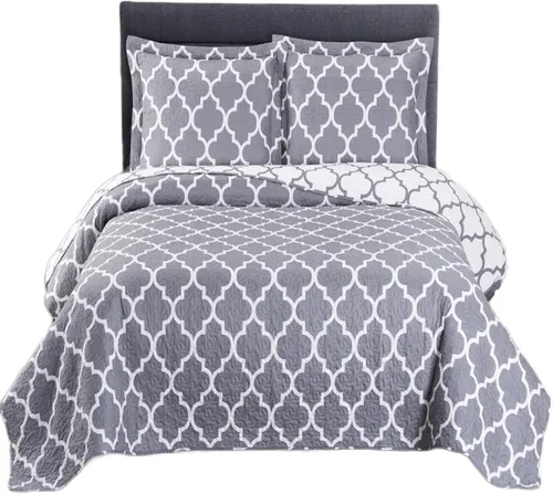 Vista 8 de Royal Tradition Juego de colcha de 5 piezas, tamaño individual, microfibra acolchada sin arrugas con estampado de pájaros Ayat incluye: juego