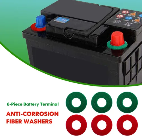 Vista 6 de Arandelas anticorrosión para terminales de batería, protector de terminal de batería de fibra, 3 rojos+3 verdes. (arandelas anticorrosión)