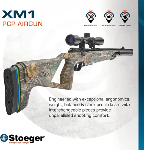 Vista 3 de Stoeger Rifle de Aire XM1 PCP + Mira - Calibre .22 - Realtree Edge con Perdigones de Punta X-Power Dome