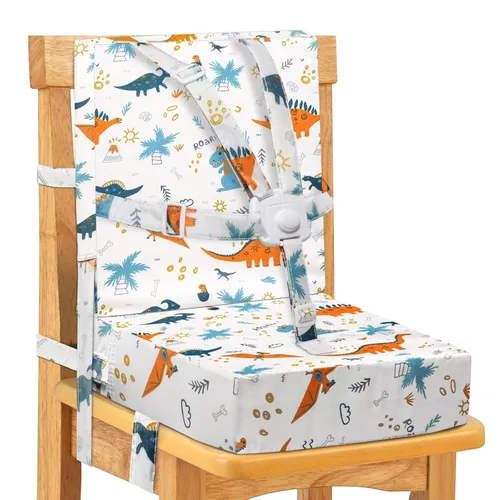 Vista 9 de Asiento elevador para niños pequeños para mesa de comedor, hebilla de seguridad ajustable, asiento elevador para niños con respaldo, PU impermeable
