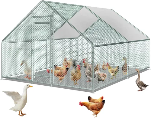 Vista 5 de Jaula grande de metal para gallinero con cubierta impermeable, en forma de espira, gallinero para uso al aire libre y patio (H1927)