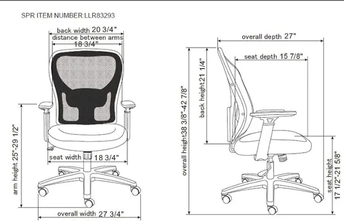 Vista 2 de Lorell, LLR83293, SOHO Silla de trabajo negra con respaldo medio de malla