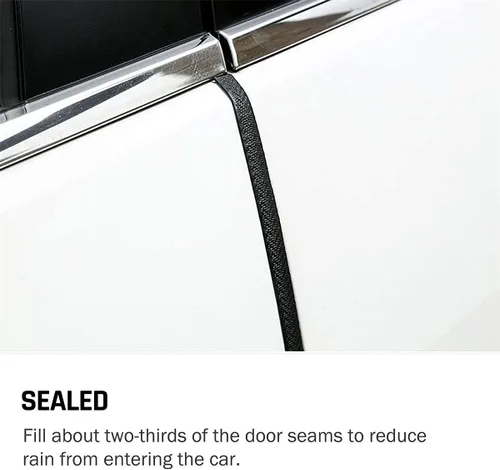 Vista 4 de Protección Universal para Puertas de Automóvil de 33 pies (10 m), Tira de Protección de Borde en Forma de U de Goma, Diseño Negro sin Pegamento