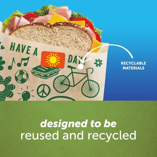 Vista 6 de Bolsas de papel para sándwiches y aperitivos Ziploc, reciclables y sellables con diseños divertidos, 50 bolsas en total