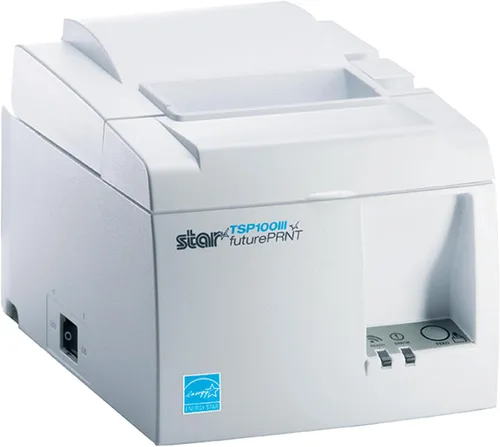 Vista 4 de Star Micronics TSP143IIIU Impresora de recibos USB térmica con puertos USB para dispositivos y MFi, cortador automático y fuente de alimentación