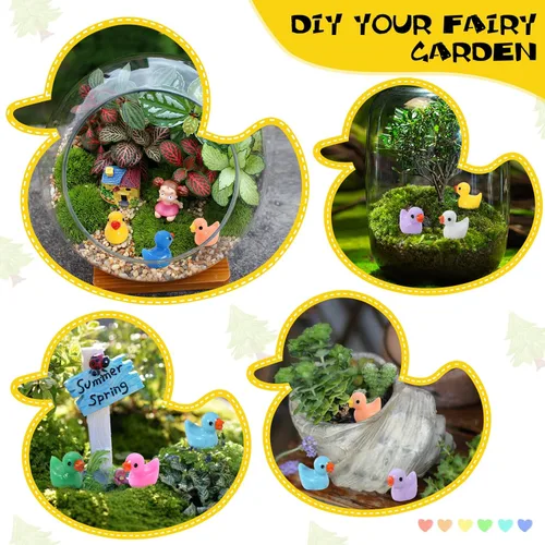 Vista 3 de 220 piezas de mini patos de resina, patos pequeños para jardín, ornamento de micro paisaje, casa de muñecas, broma de Navidad, Halloween