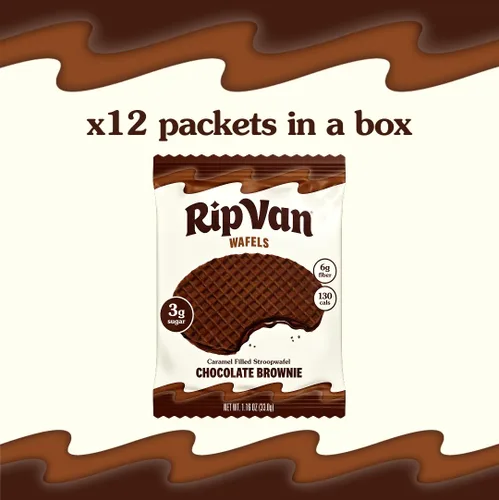 Vista 4 de Rip Van Wafels Stroopwafels de brownie de chocolate – Snacks saludables – Bocadillos sin OGM – Apto para dieta cetogénica – Snacks de oficina – Bajo