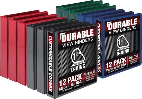 Vista 129 de Samsill Carpeta duradera de 3 anillos de 1 pulgada, fabricada en Estados Unidos, carpeta de anillos en D, cubierta transparente personalizable